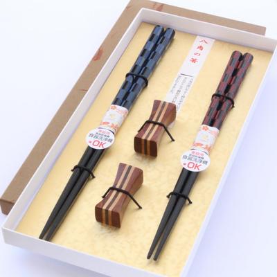 Dishwasher Octagonal Lattice Couple with Chopstick Wedding Gift Set In a Gift Box Wakasa-lacquered Chopsticks, Safe, Auspicious, Chopsticks, Rest,