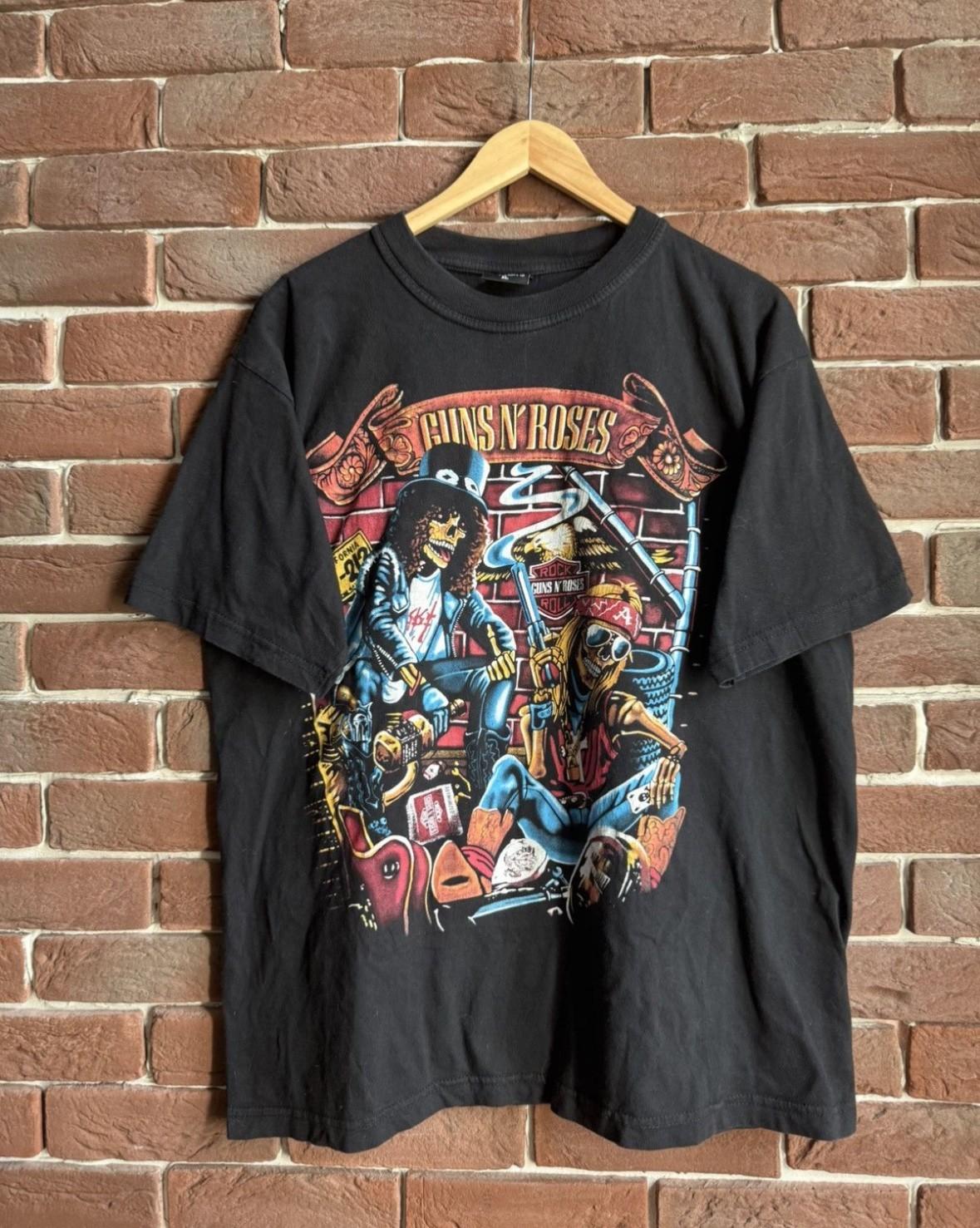 Rare Vintage Guns n Roses Skeleton Skull Motorcycles Rock Band Tee 90s Unisex T-Shirt S