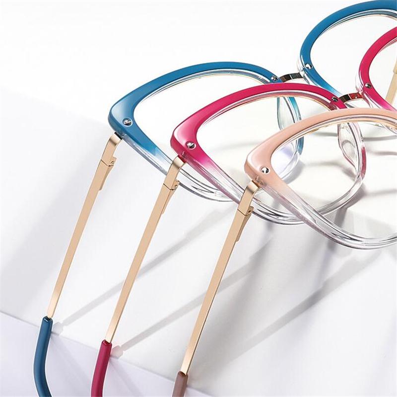 Transparent Blue Frame Cat Eye Myopia Glasses Women Anti Blue Rays Student Prescription Spectacles Diopter 0 -0.5 -0.75 To -6.0