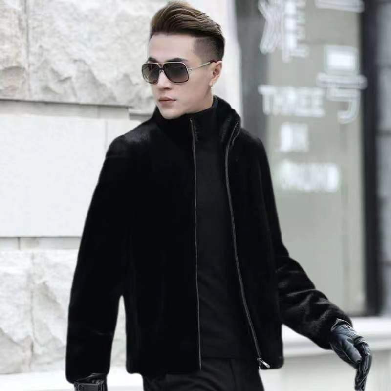 Men's top imitation mink hair imitation fur jacket thickened large size imitation fur velvet autumn and winter wear