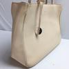 2way! FURLA Leather Shoulder Bag Handbag Beige Plain Italy Made(USED)