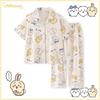 Chiikawa Women's Summer Pajamas: Pure Cotton, Short Sleeve, Long Pants Featuring Cute Usagi, Kiji, Kiyii, Hachi Designs for Spring & Autumn.