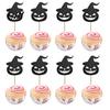 Halloween Cupcake Toppers 8 Pcs Toppers, Black Glitter Witch Hat Pumpkin Cake Topper Picks for Party Supplies, Birthday Decoration Dark