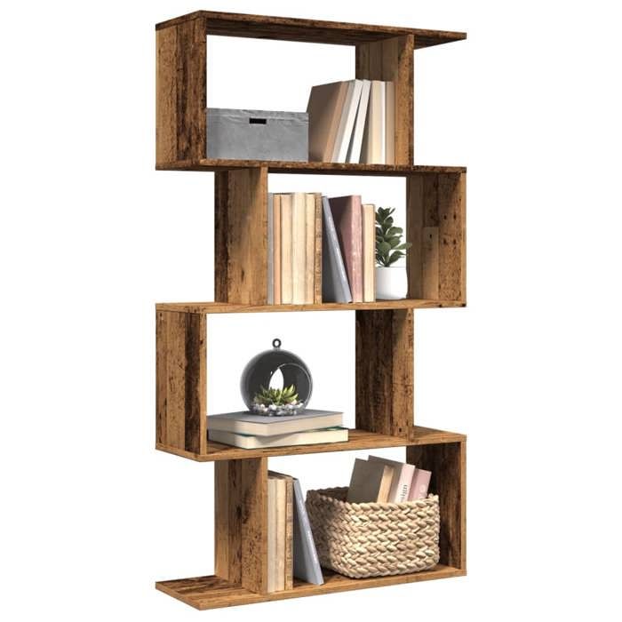 VidaXL Étagère séparatrice de pièce à 4 niveaux vieux bois 70x24x129cm, étagère, étagère à livres, étagère de rangement, 858109
