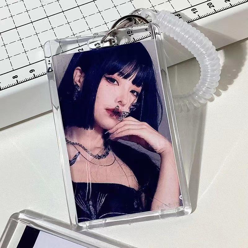 3-Inch Transparent Acrylic Card Holder Keychain - Holds Small Cards, Bus Cards, Meal Cards, Campus Cards