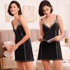 Women’s Sexy Slip Nightgowns Polyester V Neck Thin Pajamas Short Sling Sleep Dresses Summer Lounge Sleepshirts Casual Home Clothing