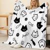 Cat Series Flannel Throw Blanket Soft Cozy, Machine Washable, Cute Cartoon Design, Warm for Home, Office Naps, Christmas & Halloween
