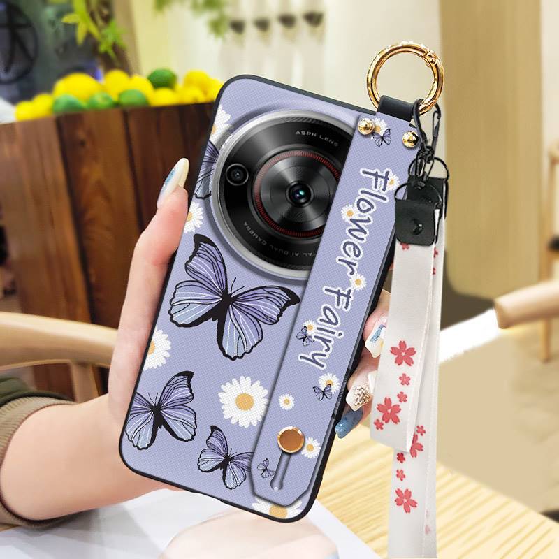 Shockproof Fashion Design Phone Case For ZTE Blade A75 5G/Nubia Focus 5G/Calf 5G Phone Holder Oil Painting Wrist Strap