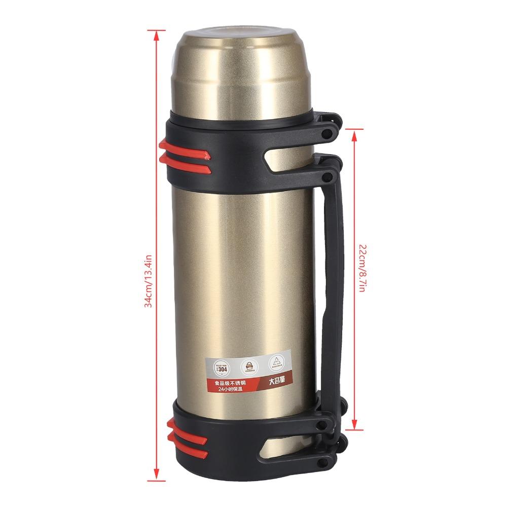 2000ml Insulated Bottle Double Wall Insulation Sealed Anti Leak Lid Outdoor Kettle Carry Handle Rustless Steel Liner