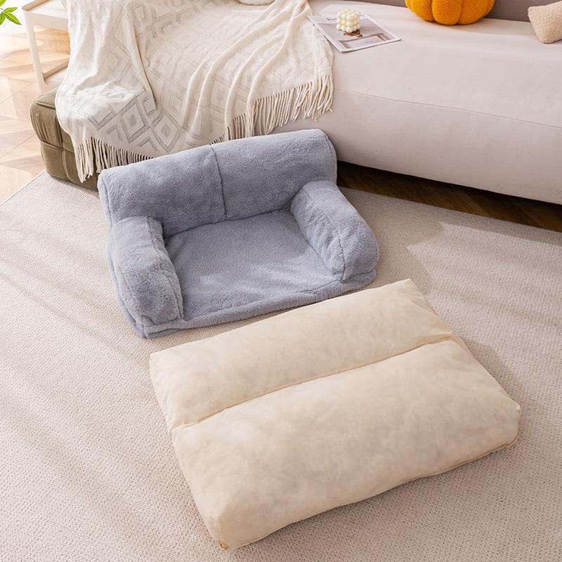 Dog cat rabbit velvet sofa medium and small dog open type warm thickened cat nest pet nest
