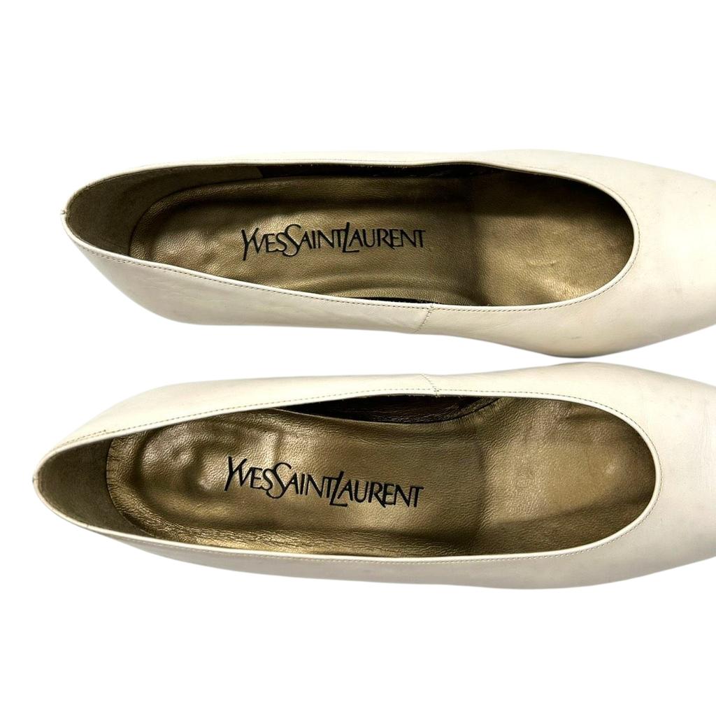 Used YVES SAINT LAURENT Pumpspumps Off White Leather Women