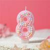 Pink Macaron Foam Number Candles 0-9 for Girls' Birthday Cake Decoration