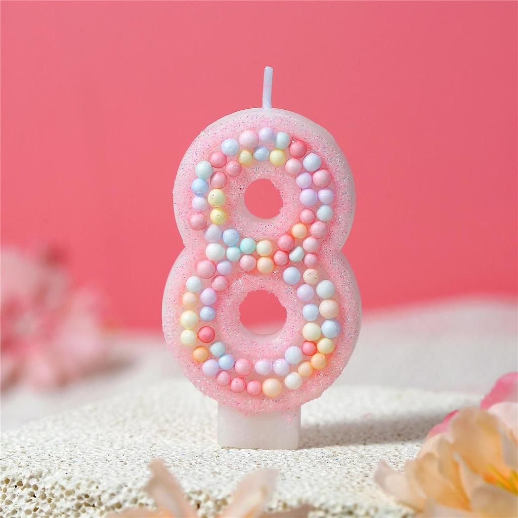 Pink Macaron Foam Number Candles 0-9 for Girls' Birthday Cake Decoration