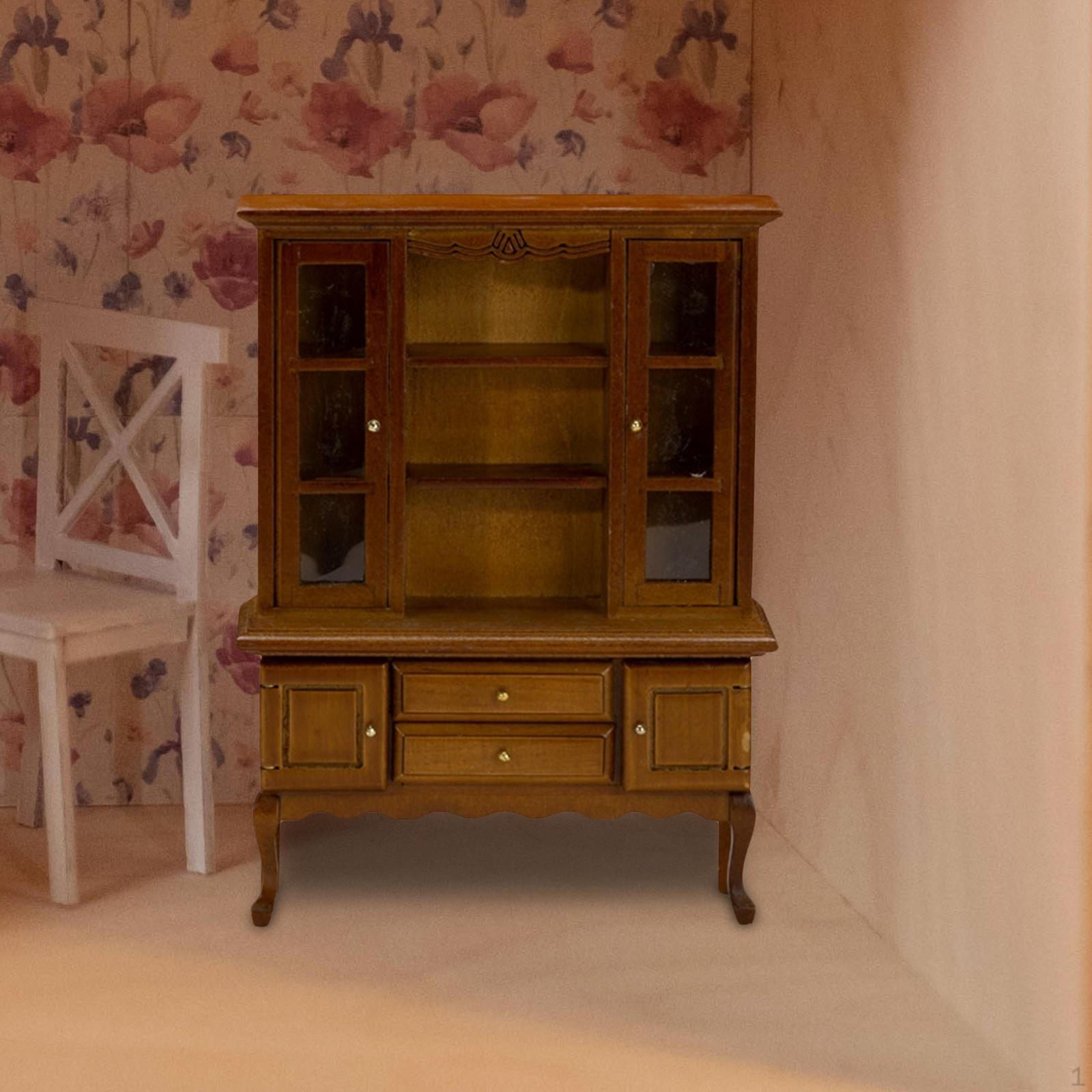 

1/12 Dollhouse Furniture Wooden Bookshelf Pretend Play Accessories Toy Decoration Walnut
