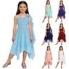 Girls Chic Ruched Applique Party Dress One Shoulder Sleeveless Bridesmaid Formal Chiffon Dress