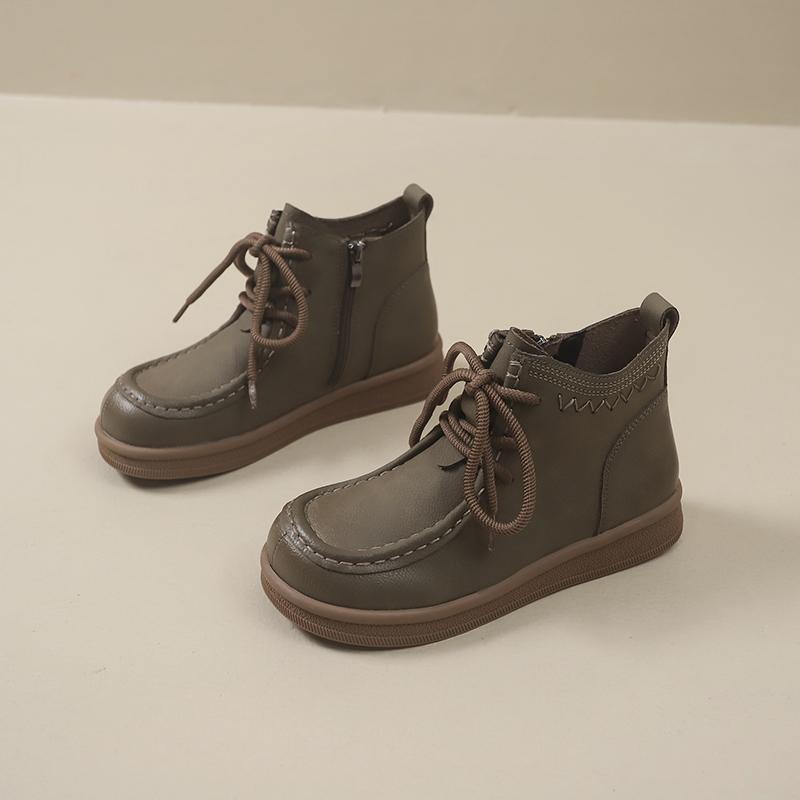 

Ретро Женские Осенне-зимние Новые Однотонные Ботинки на Плоской Подошве в Иностранном Стиле Модные Нескользящие Универсальные Ботильоны 42