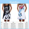 Elegant Women Summer Vintage Beach Sleeveless 3d Floral Print Boho Tank Dress