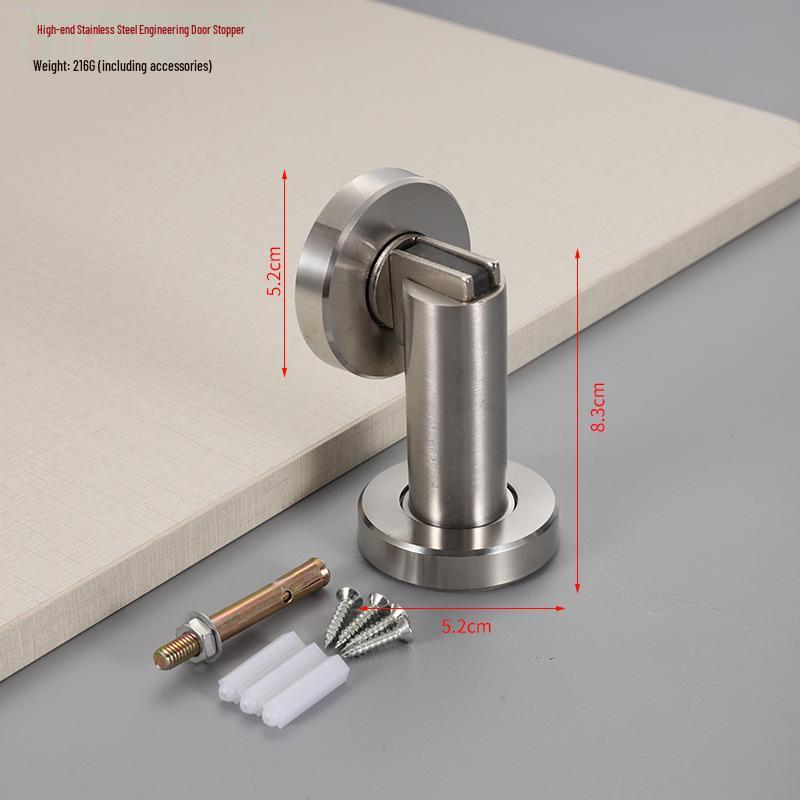 304 Stainless Steel Magnetic Door Stopper – Thickened Anti-Collision Design, High-Grade Black Wall Suction for Room