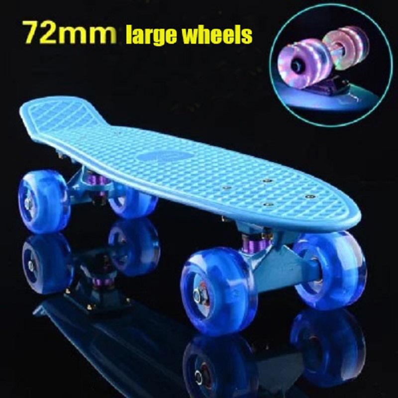 Penny Board Skateboard, Blinkande Hjul, Mini Fish Board, Stadscruiser, Retro Skate Scooter, Trendiga Kompletta Skateboards, 22"