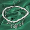 Pearl Layer Necklaces Link Chain Choker Unique Bat Star Pendant Clavicle Chain Personality Fringe Necklace for Women