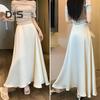 Women Fishtail Skirt High-Waisted Satin-Like Breathable Maxi Skirt Solid Color Office Skirt Work Leisure Daily Wear