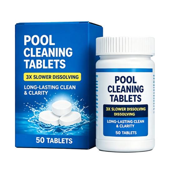 Yousheng 50/100Pcs Pool Cleaning Tablets, Fast Acting Swimming Pools Spas Odor Eliminator Tablets, Long-Lasting Slow Dissolving Sanitizer for Clean & 50pcs