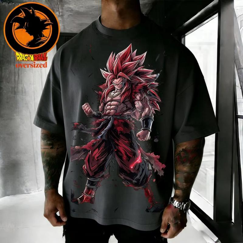 2026 Summer Dragon Ball Series Retro Pure Cotton Mens Tshirt Wukong Printed Oversized Casual Shirt Unisex Parentchild Suit