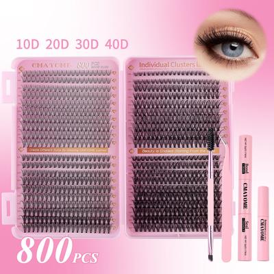 800 Büschel Dicke D-Song Falsche Wimpern Set 8-18mm DIY Segmentierte Natürliche Gebogene Wimpern