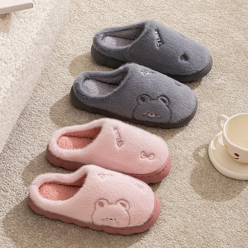 New Qidashun cotton slippers home autumn and winter indoor and outdoor plush cotton shoes warm wool cotton mop