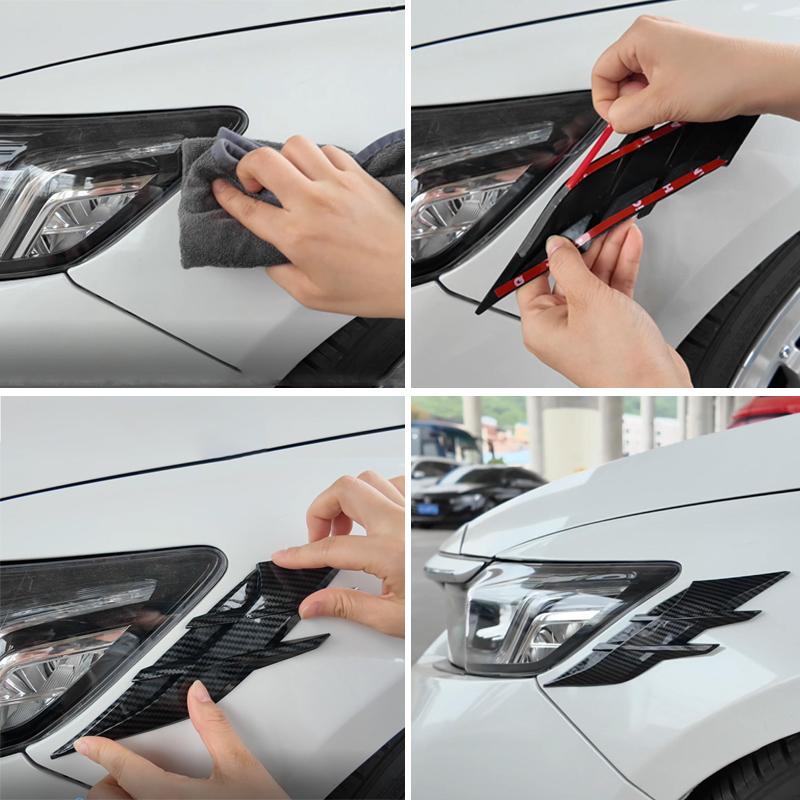 2 STÜCKE Auto Scheinwerfer Augenbraue Universal Auto Lampenabdeckung Aufkleber Selbstklebende Streifen Aufkleber Dekoration für Autos Karosserien