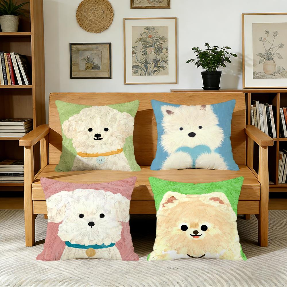 Dog Cute Cartoon Cushion Cover For Pillow Printing Sofa Decoration Home Car Room Coffee Shop Office Nordic Simplicity