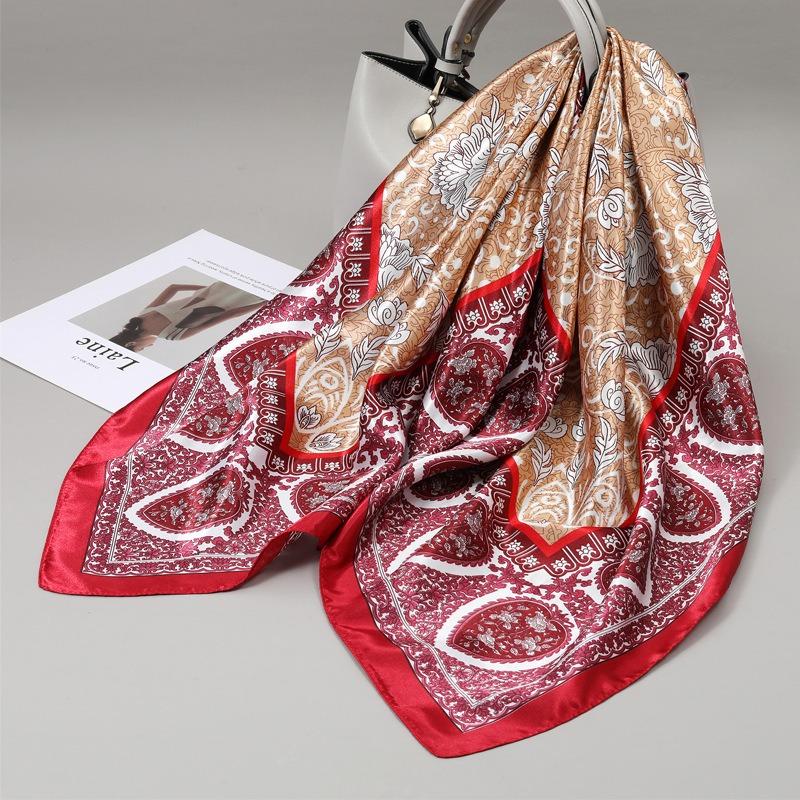 90 Square Scarves, Silk Scarves, Women's New Spring and Summer High-end Sense Versatile, Thin Scarves, Shawls Outside
