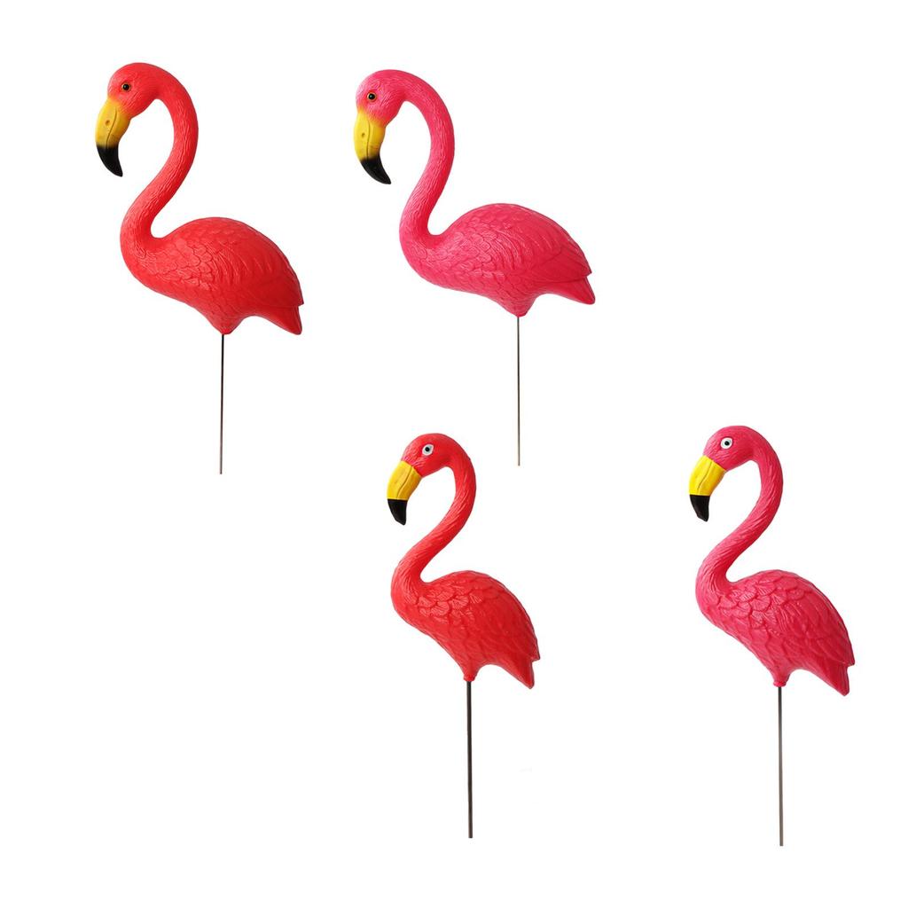 Bird Statue Figurine, Yard Art Ornament Cake Topper Decoration Flamingo Garden Stake Sculpture for Flowerpot Holiday Planter