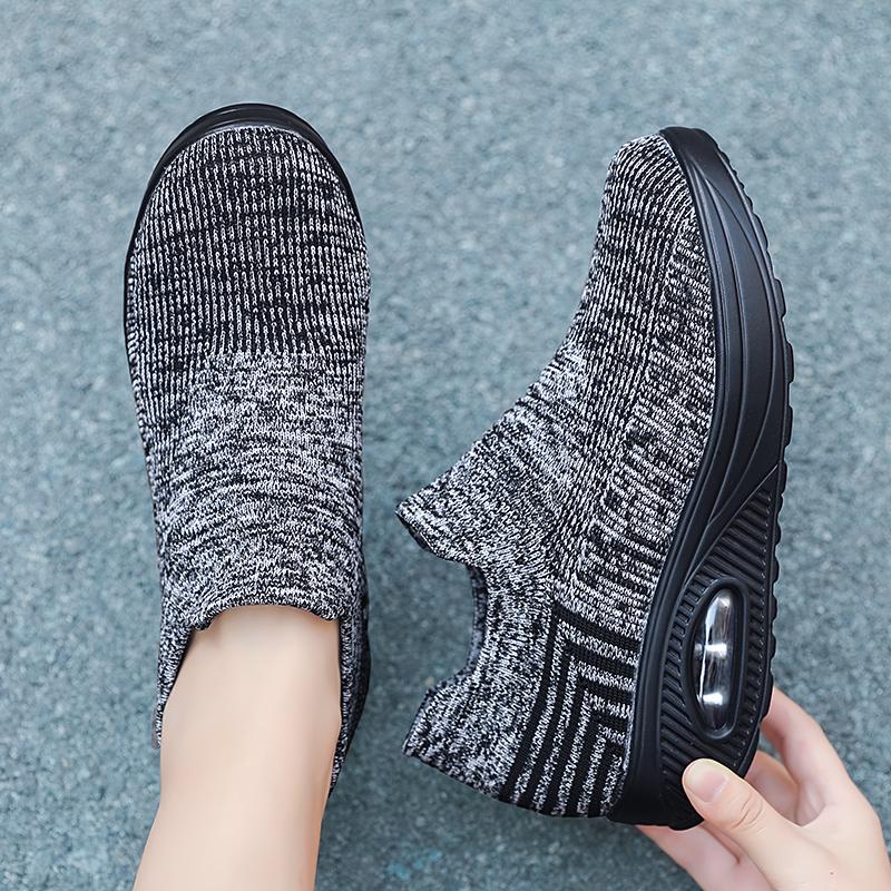 Women's Lace-up Breathable Mesh Platform Rocker Shoes Casual Sports Shoes