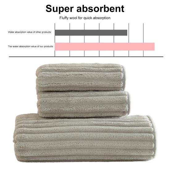 Face Towel High Absorbent No Shedding Fluffy Soft Coral Fleece Bath Towel for Kids Adults Travel 74 X 34cm