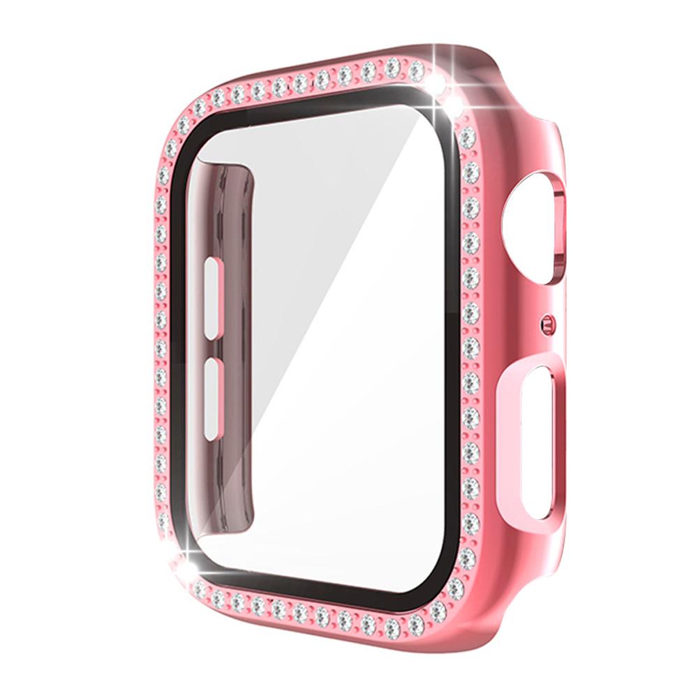 Glass+Diamond Watch Case for Apple Watch Series 8 7 6 SE 5 4 321 Screen Protector iWatch 45mm 41mm 44mm 40mm 42mm 38mm PC Cover