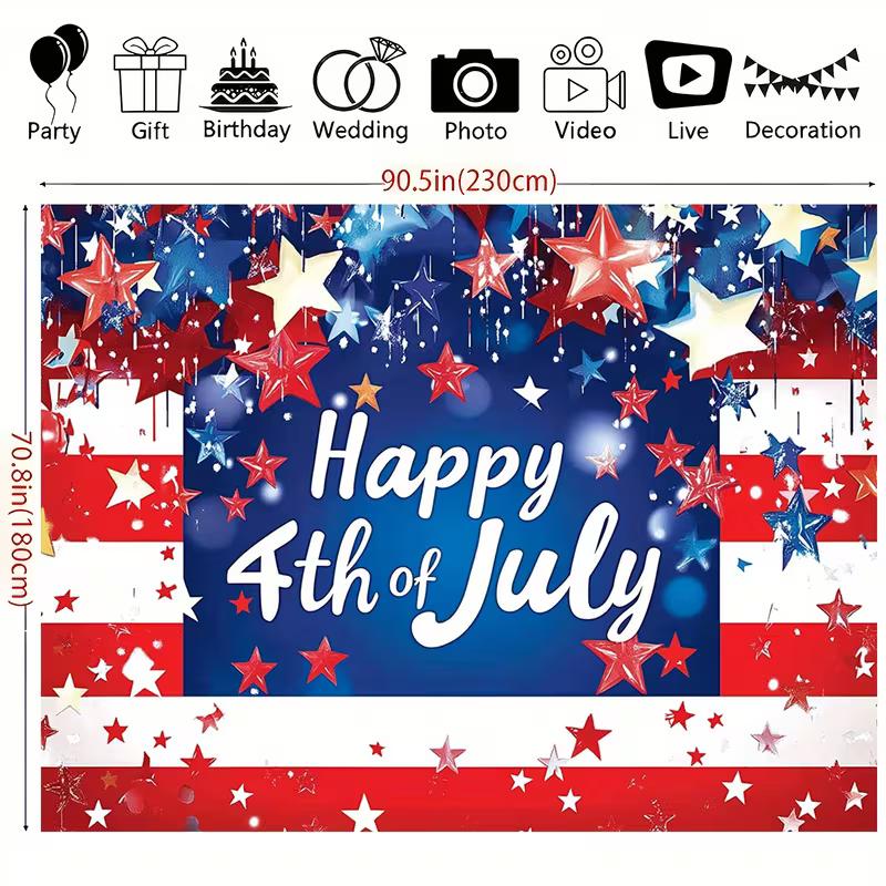 Sfondo bandiera USA ad acquerello 2D per Decorazione Festa BBQ all'aperto del Quattro Luglio