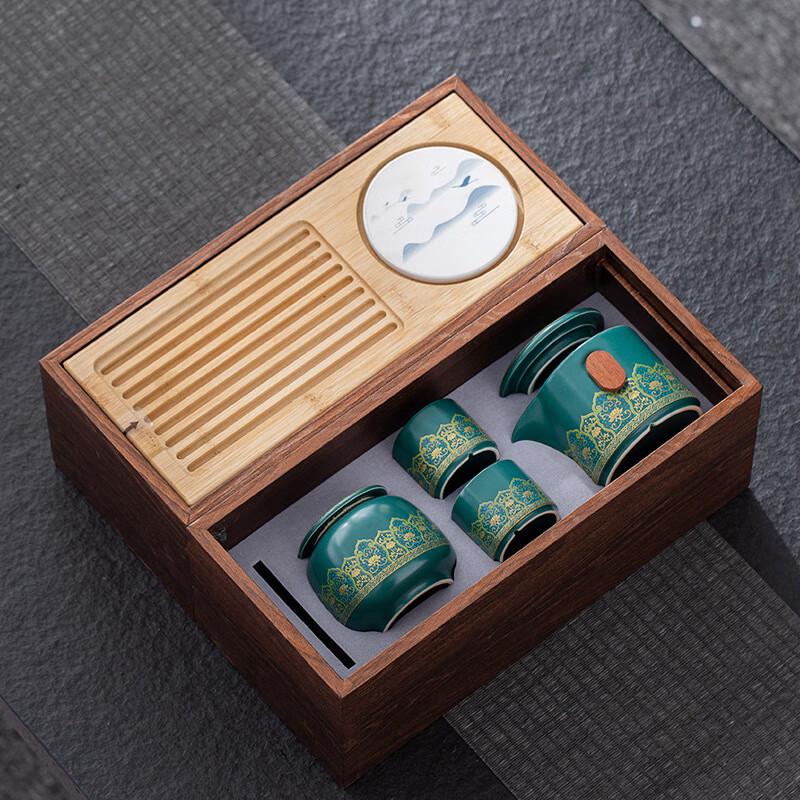 

Modern Floral Green Ceramic Kung Fu Tea Set