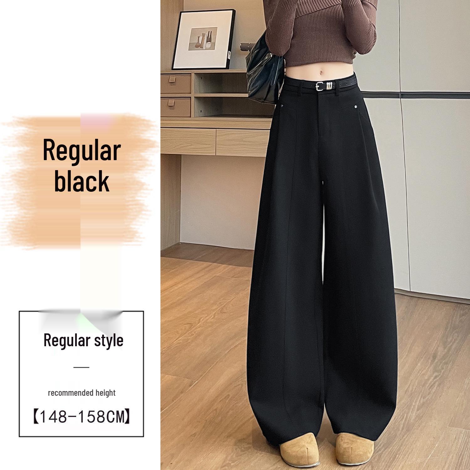 

Women s Gray Wide-Leg High-Waisted Drapey Pants - Spring 2026 Old Money Style, Casual Slim Straight Cut XL