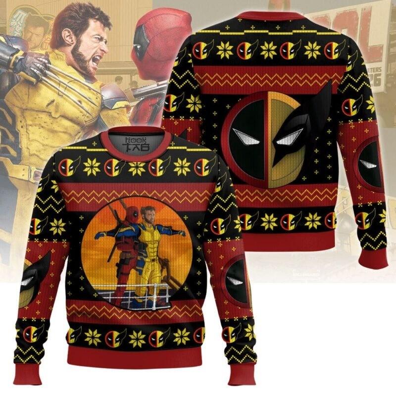 Deadpool And Wolverine Titanic Moment Ugly Christmas Sweater All Size Unisex T-Shirt XL