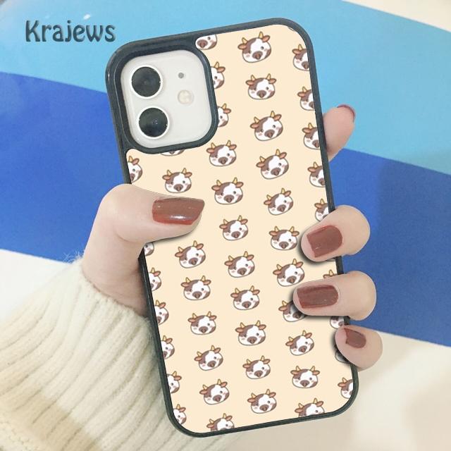 Krajews Animal Cute Cartoon Cow Soft Phone Case Cover For iPhone 17 Air 16 15 14 Plus 11 12 13 Pro Max Coque Fundas