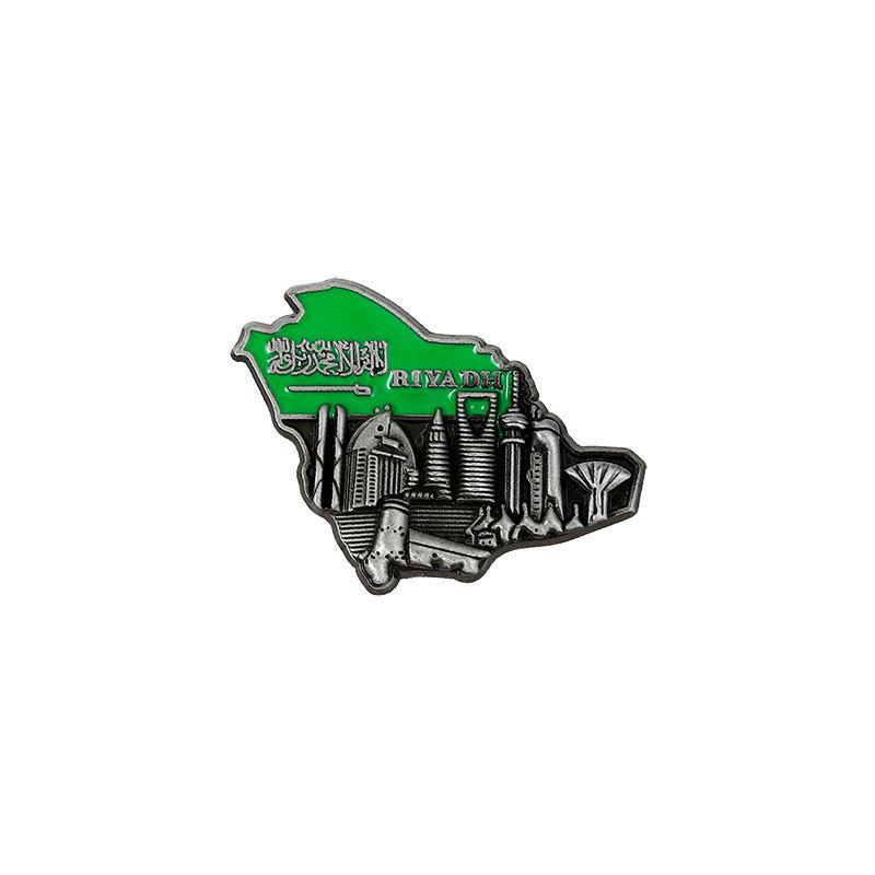 Serie di distintivi metallici logo paese mediorientale ritratto celebrità saudita spilla a cartone animato decorazione abbigliamento