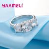 Hot Sale 925 Sterling Silver Color 3 CZ Stone Prong Setting Band Rings for Men Women Wedding Engagement Jewelry