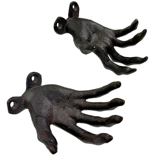 Creepy Hand Wall Hook Metal Distressed Finish Hook Gothic Hand Statue Tealight Candle Holder Hook for Jewelry Rings Entryway Bedroom Indoor Decor