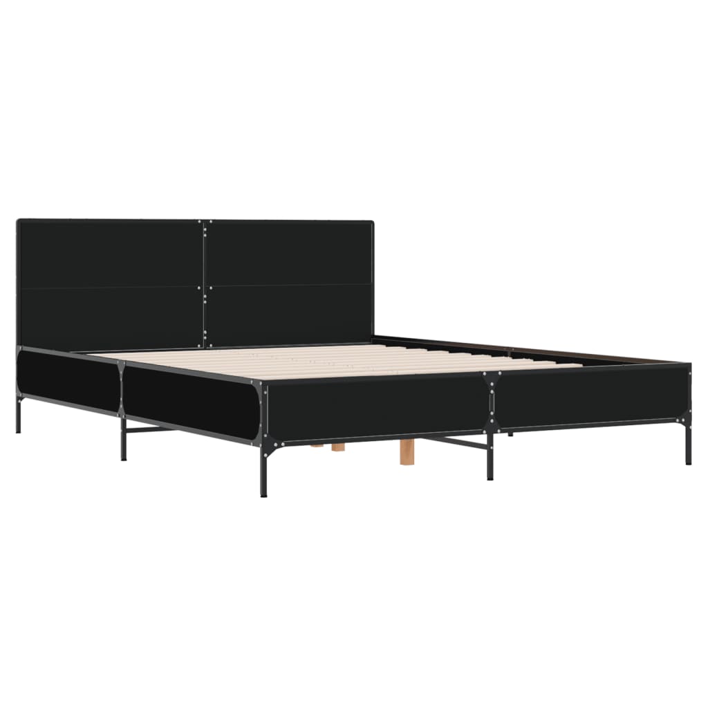 Bed Frame Black 160 x 200 cm Particleboard and Metal