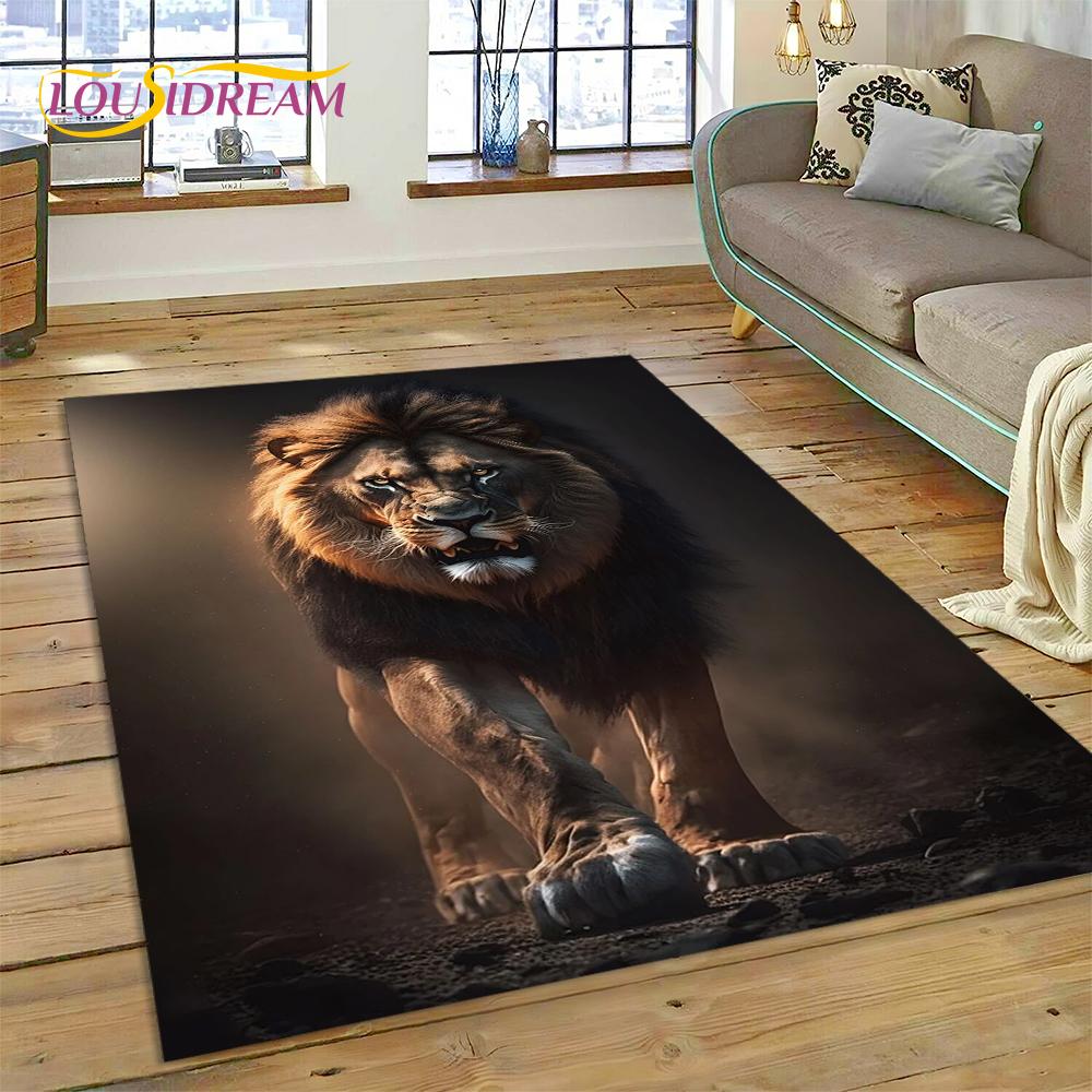 3D Beast Tiger Lion Animal Wildlife Cartoon Carpet Rug for Home Living Room Bedroom Sofa Doormat Decor,kid Area Rug Non-slip Mat