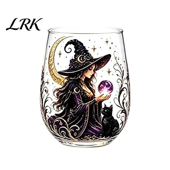 Tazza Unica in Vetro Fantasy Tazza Magica da Strega, Bicchieri Trasparenti a Tema Retro Halloween, Tazza Versatile per Tè al Latte Bicchieri Stampati per Cocktail