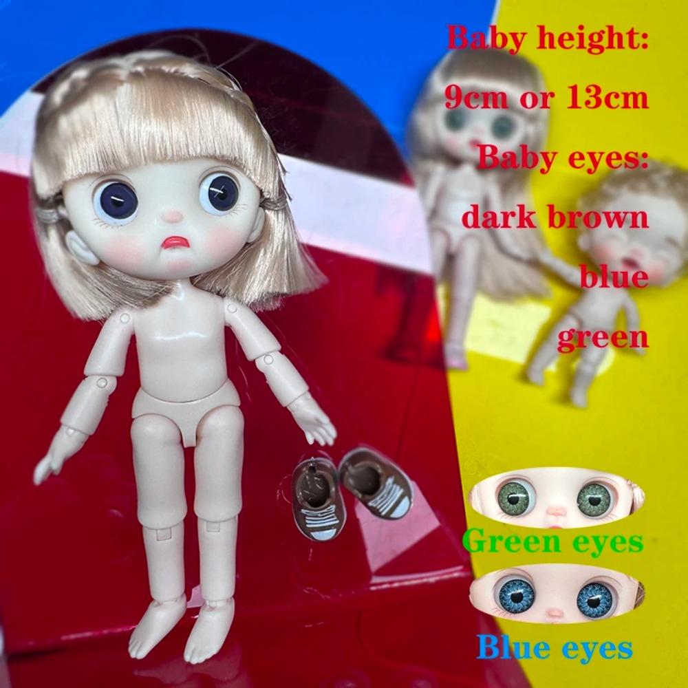 Cute Mini bjd Doll Girl Boy Bald head Ob11 1/12 Naked DIY Toys Handmede Dolls full Body Green Blue eyes Art Doll Accessories Art