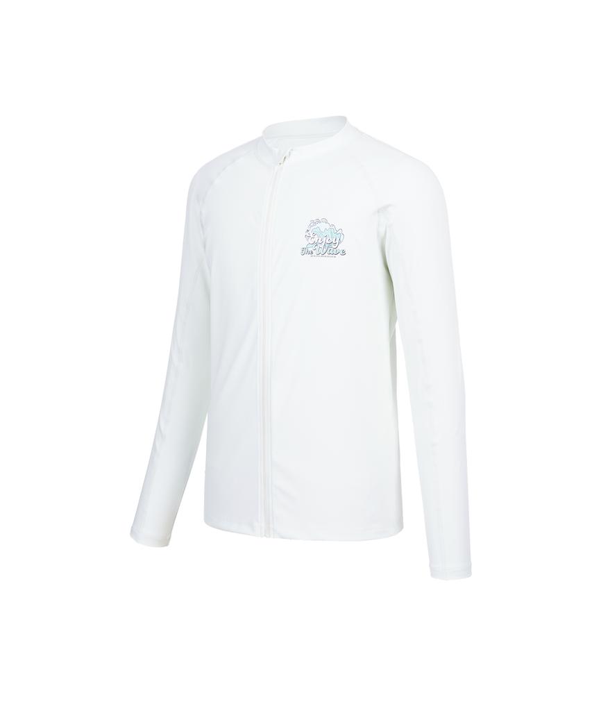 Lenomasuyeongbog Men'S Loose Fit Zip-Up Rash Guard Top Ivory Rn-Ts2F502-Iv