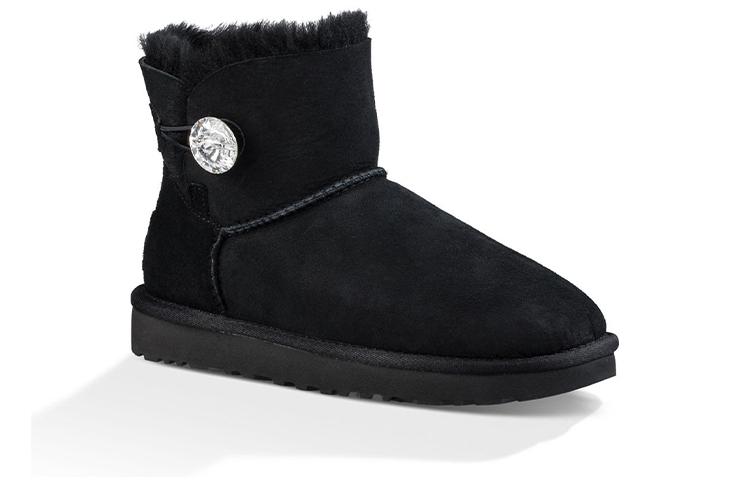 Sneakers da Donna UGG Mini Bailey Button Bling Foderate in Pile 'Nero Bianco' da Donna